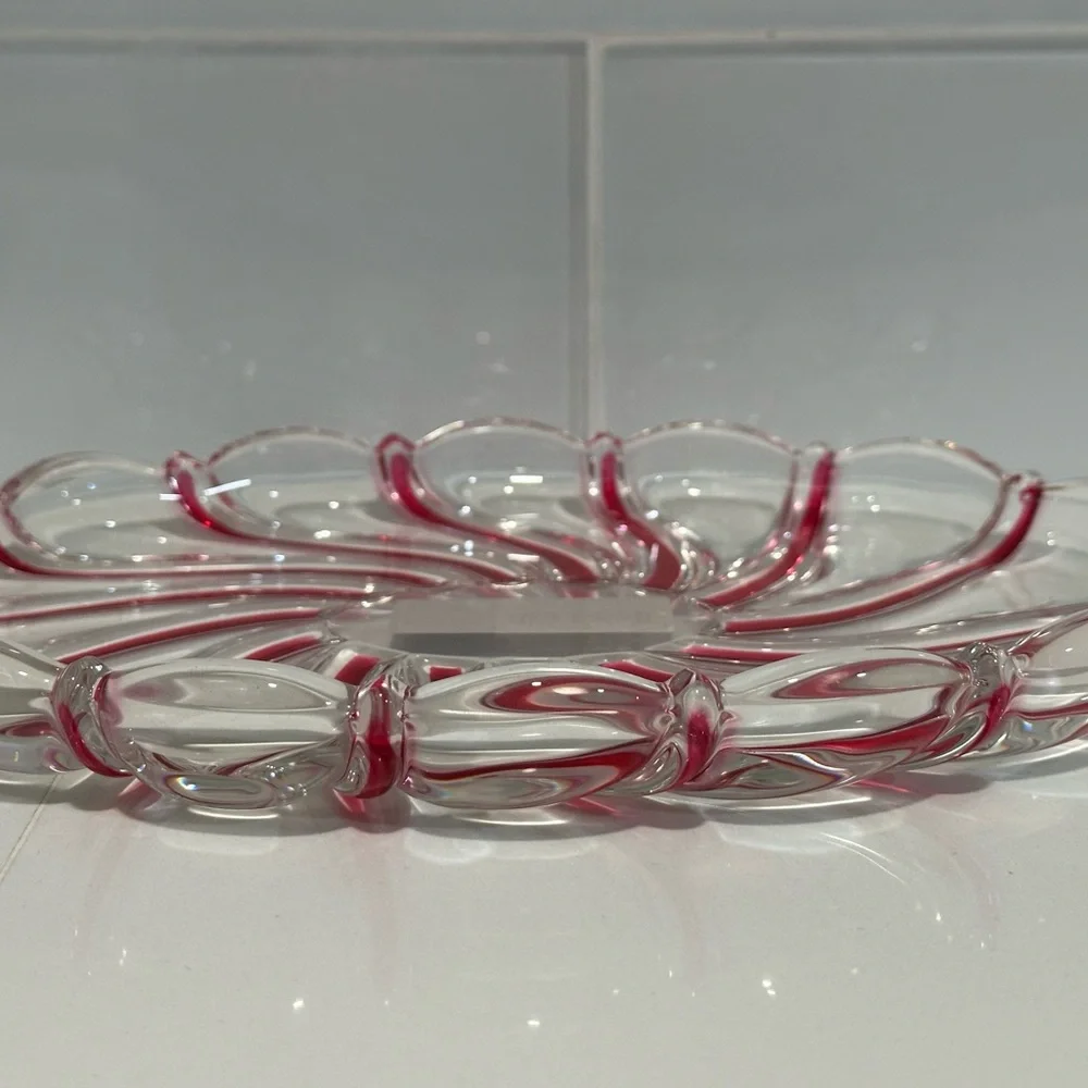 Vintage Mikasa Peppermint Red Swirl Candy Dish 9 1/2